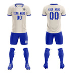 Custom Cream Classic Striped Personalized Soccer Tops/Sets Jersey