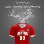Custom Red Classic Striped Personalized Soccer Tops/Sets Jersey