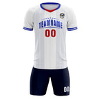 Custom White Classic Striped Personalized Soccer Tops/Sets Jersey