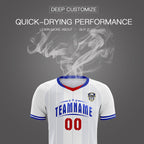 Custom White Classic Striped Personalized Soccer Tops/Sets Jersey