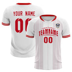 Custom White Classic Striped Personalized Soccer Tops/Sets Jersey