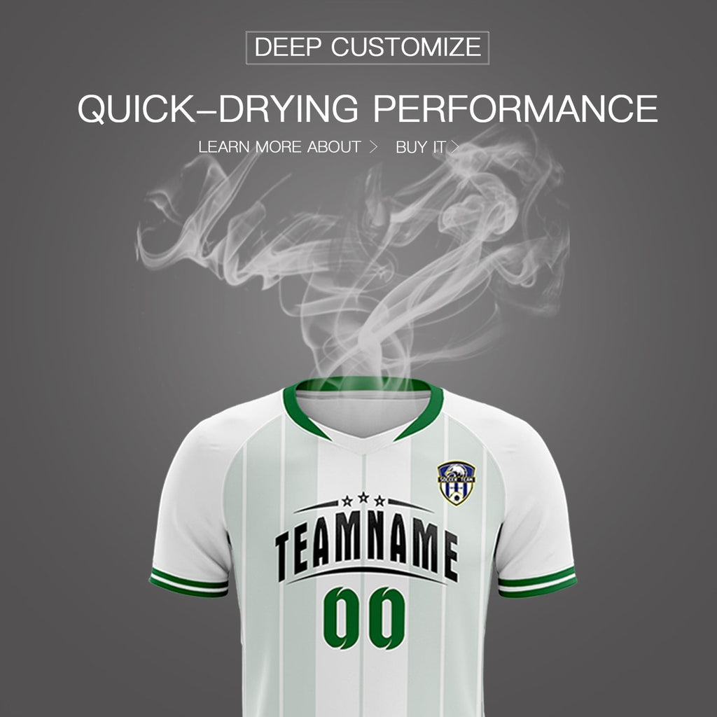 Custom White Classic Striped Personalized Soccer Tops/Sets Jersey