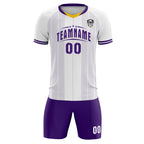 Custom White Classic Striped Personalized Soccer Tops/Sets Jersey