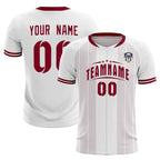 Custom White Classic Striped Personalized Soccer Tops/Sets Jersey