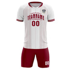 Custom White Classic Striped Personalized Soccer Tops/Sets Jersey