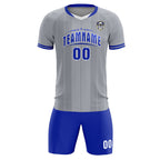 Custom Gray Classic Striped Personalized Soccer Tops/Sets Jersey