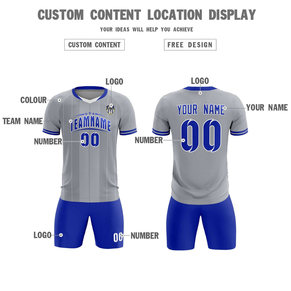 Custom Gray Classic Striped Personalized Soccer Tops/Sets Jersey