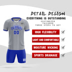 Custom Gray Classic Striped Personalized Soccer Tops/Sets Jersey
