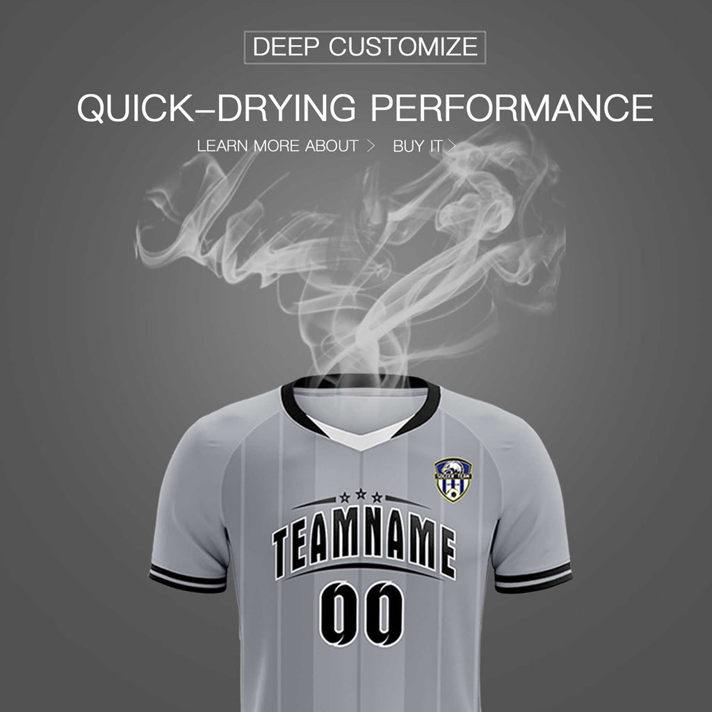 Custom Gray Classic Striped Personalized Soccer Tops/Sets Jersey