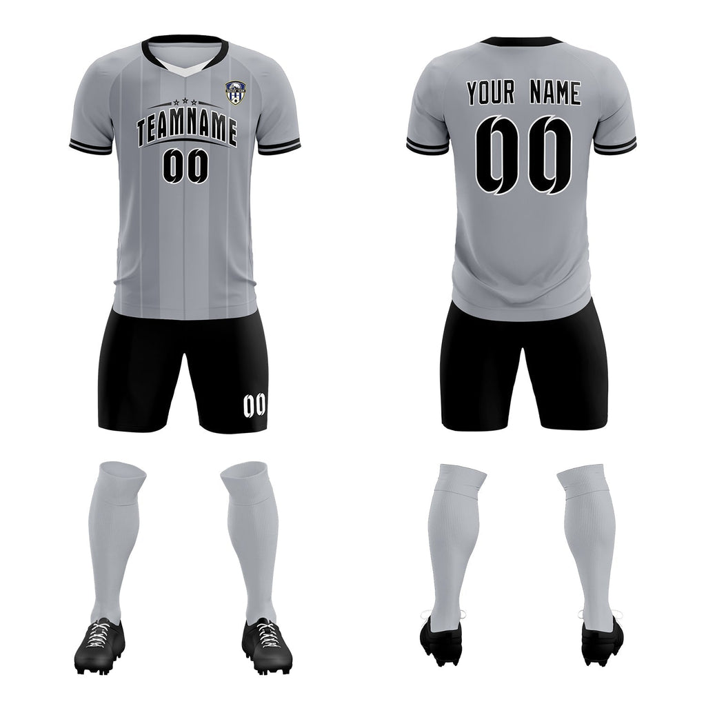 Custom Gray Classic Striped Personalized Soccer Tops/Sets Jersey