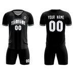 Custom Black Classic Striped Personalized Soccer Tops/Sets Jersey