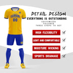 Custom Gold Classic Striped Personalized Soccer Tops/Sets Jersey