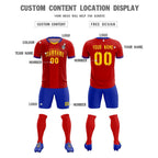 Custom Red Classic Striped Personalized Soccer Tops/Sets Jersey