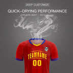 Custom Red Classic Striped Personalized Soccer Tops/Sets Jersey