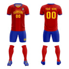 Custom Red Classic Striped Personalized Soccer Tops/Sets Jersey
