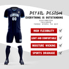 Custom Navy Classic Striped Personalized Soccer Tops/Sets Jersey