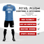 Custom Light Blue Classic Striped Personalized Soccer Tops/Sets Jersey