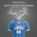 Custom Light Blue Classic Striped Personalized Soccer Tops/Sets Jersey