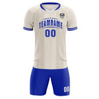 Custom Cream Classic Striped Personalized Soccer Tops/Sets Jersey