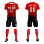 Custom Red Black Printing Outdoor Tracksuit Soccer Sets Jersey