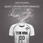 Custom White Black Printing Outdoor Tracksuit Soccer Sets Jersey