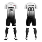 Custom White Black Printing Outdoor Tracksuit Soccer Sets Jersey