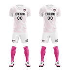 Custom White Pink Training Uniform For Men Soccer Sets Jersey