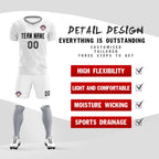 Custom White Gray Training Uniform For Men Soccer Sets Jersey