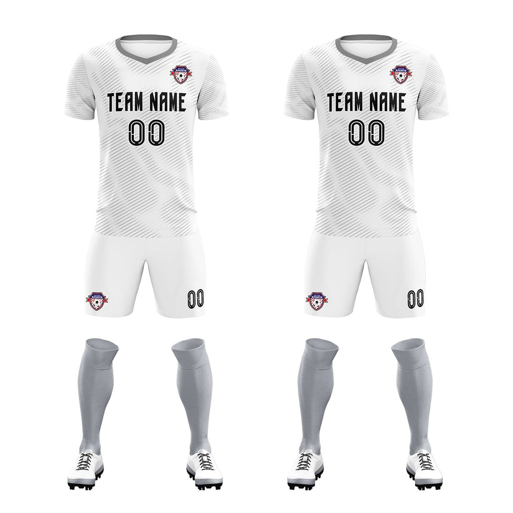 Custom White Gray Training Uniform For Men Soccer Sets Jersey