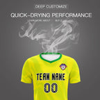 Custom Gold Kelly Green Training Uniform For Men Soccer Sets Jersey
