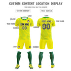 Custom Gold Kelly Green Training Uniform For Men Soccer Sets Jersey