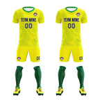 Custom Gold Kelly Green Training Uniform For Men Soccer Sets Jersey