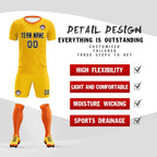 Custom Yellow Orange Training Uniform For Men Soccer Sets Jersey
