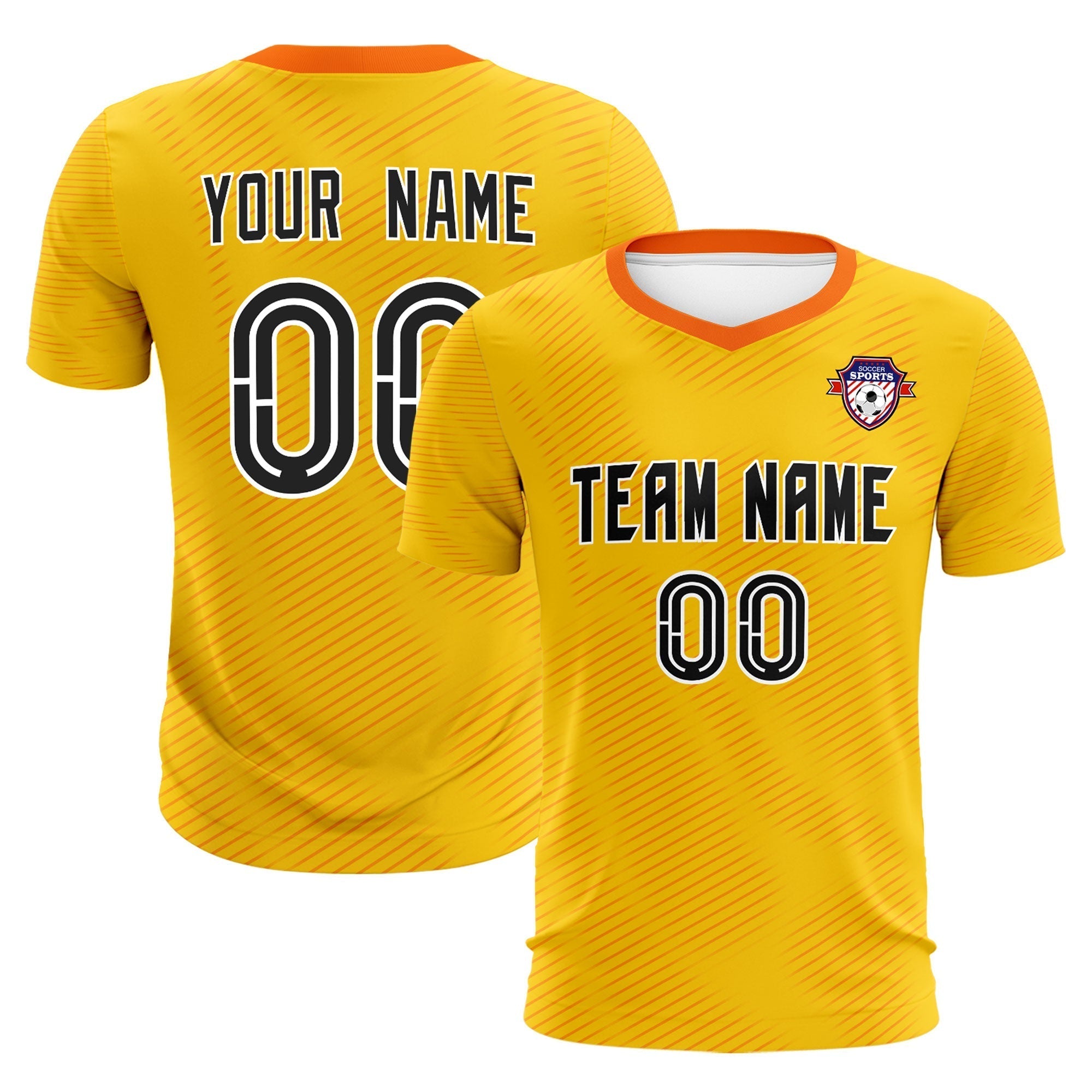 Custom Yellow Orange Training Uniform For Men Soccer Sets Jersey