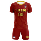 Custom Crimson Khaki Training Uniform For Men Soccer Sets Jersey