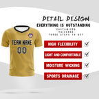 Custom Old Gold Black Training Uniform For Men Soccer Sets Jersey