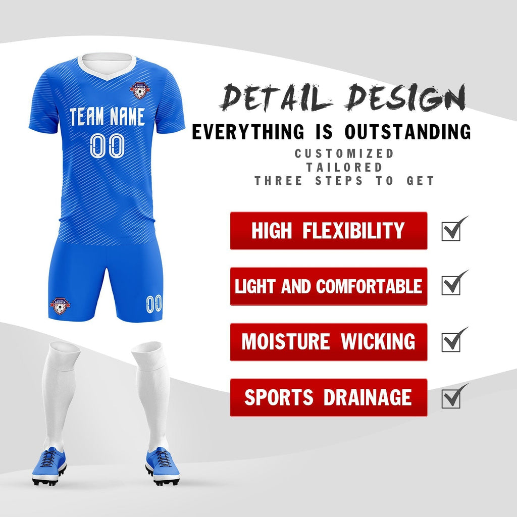 Custom Royal White Training Uniform For Men Soccer Sets Jersey
