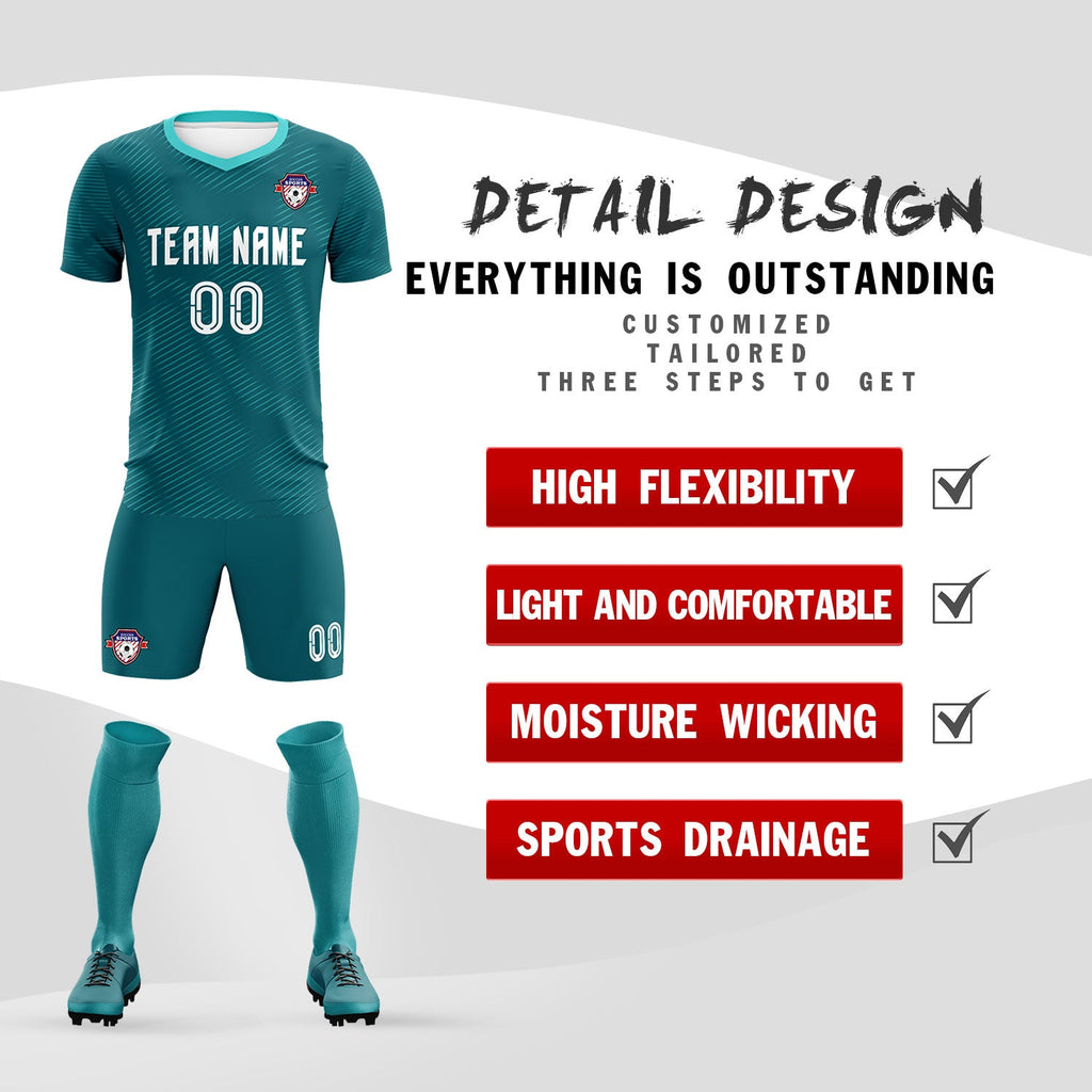 Custom Aqua Aqua Training Uniform For Men Soccer Sets Jersey