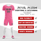 Custom Pink White Training Uniform For Men Soccer Sets Jersey
