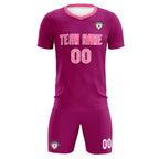 Custom Rose Red Pink Training Uniform For Men Soccer Sets Jersey