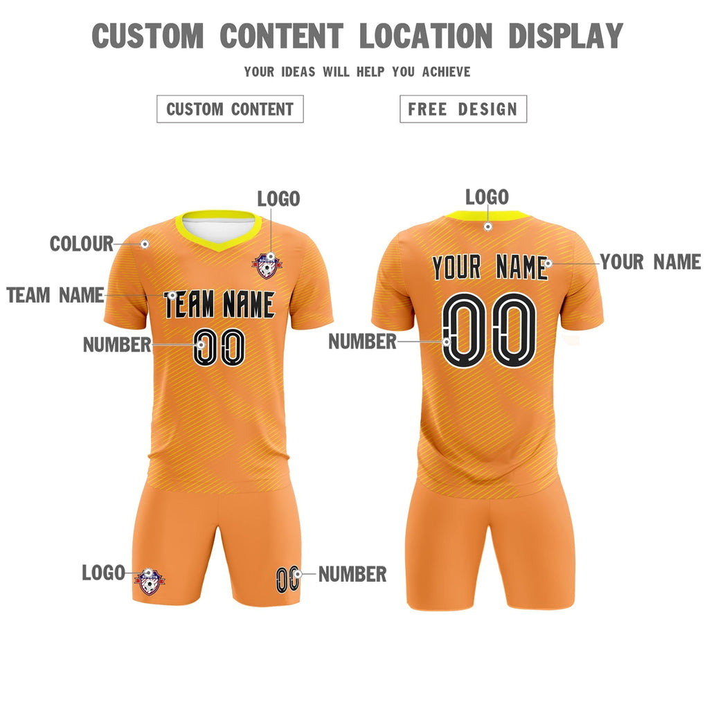 Custom Light Orange Gold Training Uniform For Men Soccer Sets Jersey