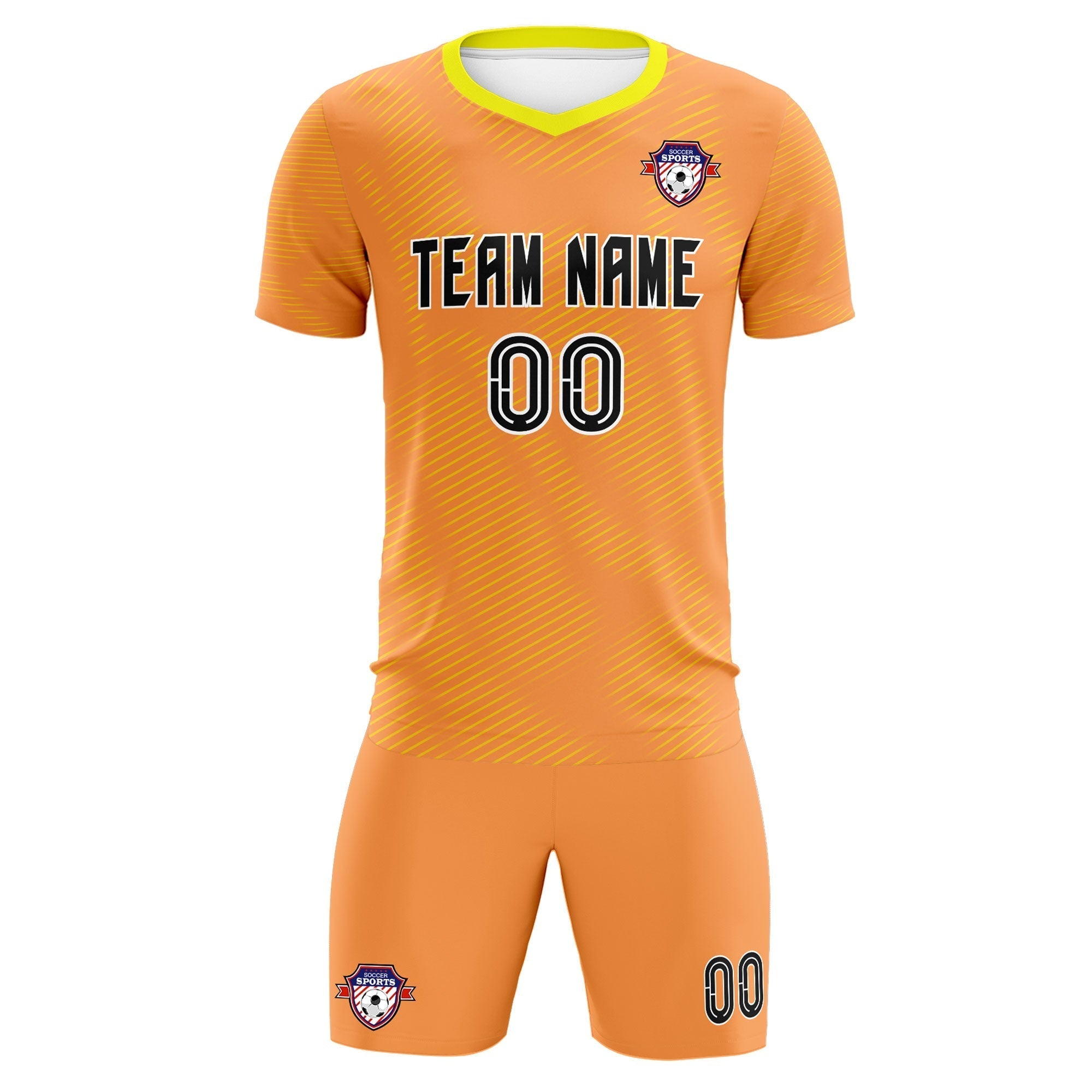 Custom Light Orange Gold Training Uniform For Men Soccer Sets Jersey
