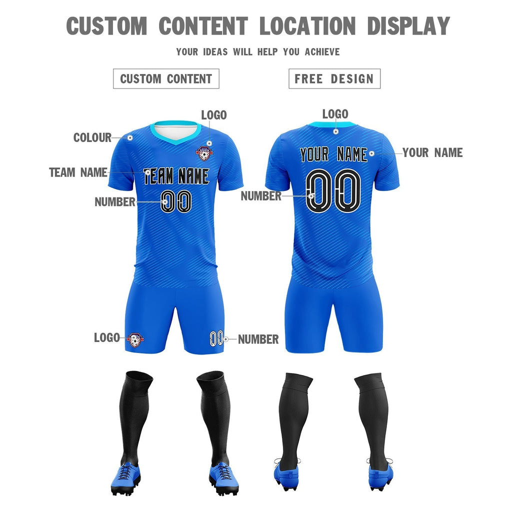 Custom Royal Powder Blue Training Uniform For Men Soccer Sets Jersey