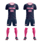 Custom Navy Pink Training Uniform For Men Soccer Sets Jersey