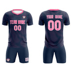 Custom Navy Pink Training Uniform For Men Soccer Sets Jersey