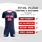 Custom Navy Pink Training Uniform For Men Soccer Sets Jersey