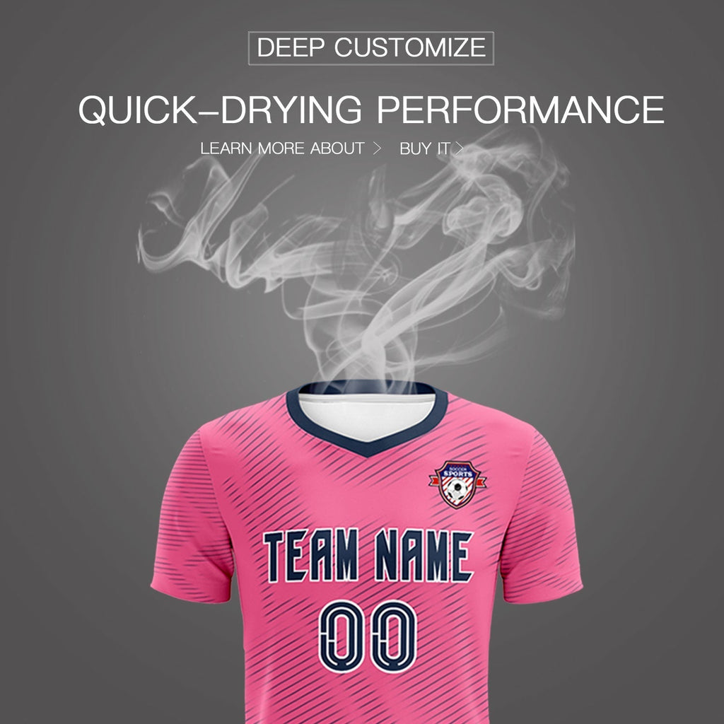 Custom Pink Navy Training Uniform For Men Soccer Sets Jersey