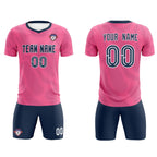 Custom Pink Navy Training Uniform For Men Soccer Sets Jersey