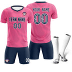 Custom Pink Navy Training Uniform For Men Soccer Sets Jersey