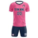 Custom Pink Navy Training Uniform For Men Soccer Sets Jersey